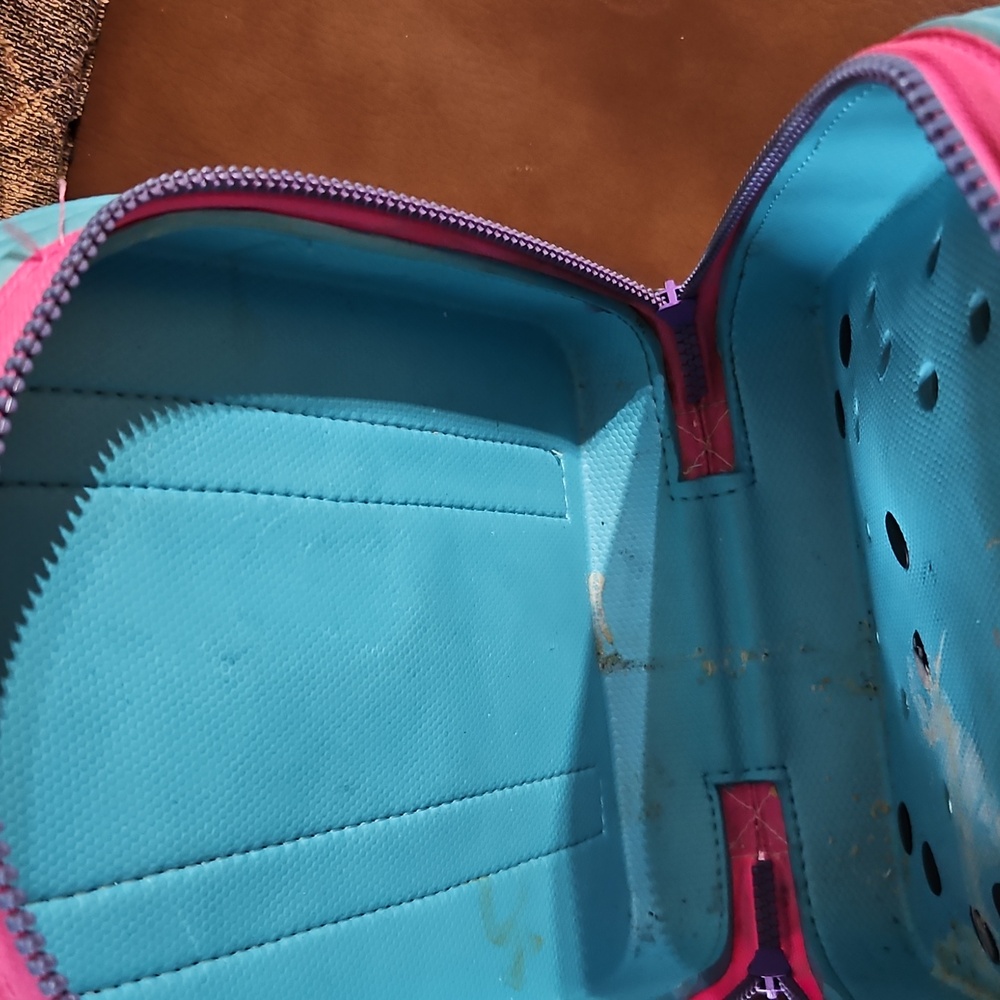 Crocs Blue Green Pink Purple Butterfly Hearts Mini Backpack Bag - Picture 3 of 5